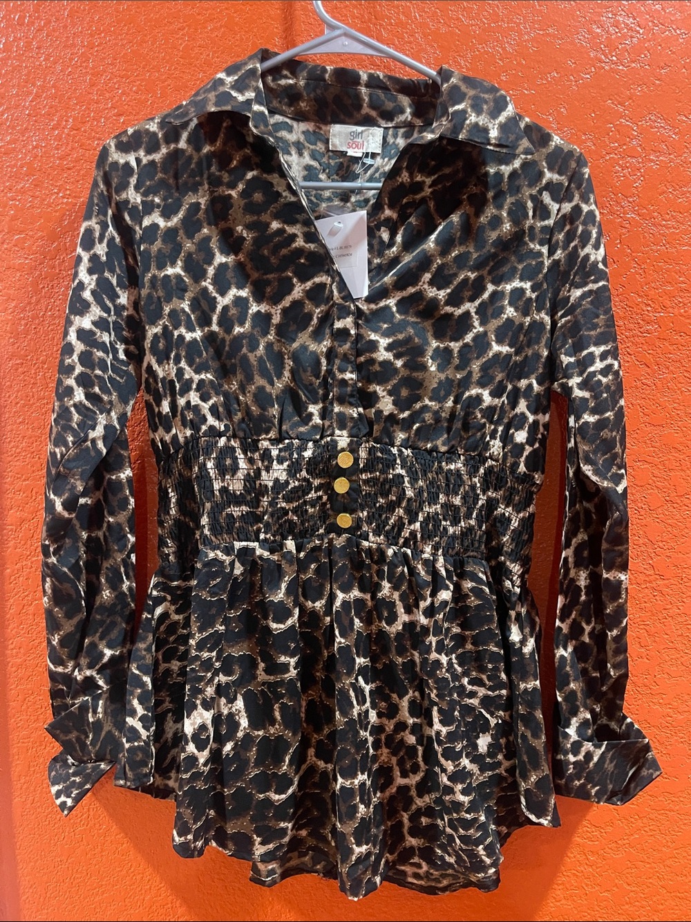 girlfriend collective Leopard-Print Peplum Jacket - Black & Brown